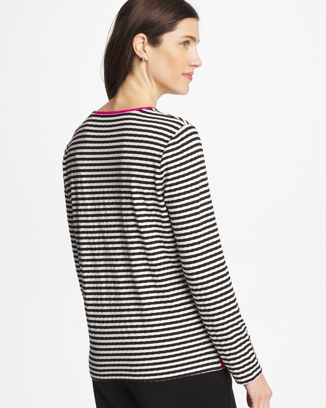 Zenergy Striped Jacquard Contrast Pullover Top - image 4